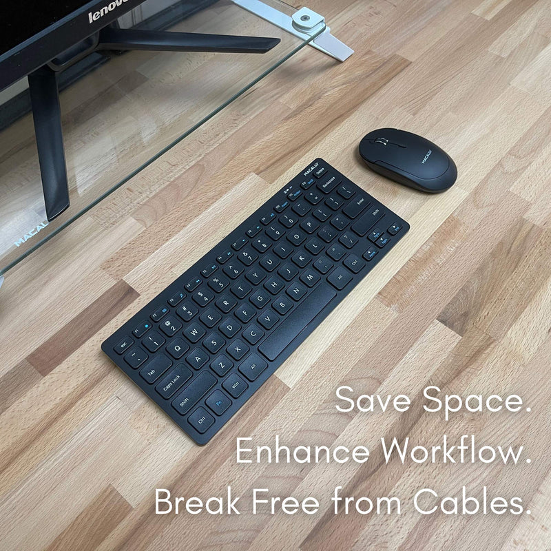 [Australia - AusPower] - Macally Small Wireless Keyboard and Mouse Combo - an Essential Work Duo - 2.4G Compact Wireless Keyboard Mouse for PC - 78 Key Cordless Mouse and Keyboard Combo with Mini Body and Quiet Click 