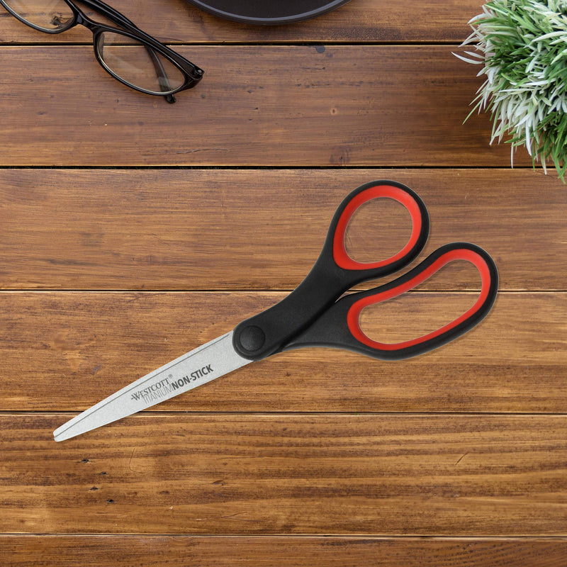 [Australia - AusPower] - Westcott 8" Titanium Non-Stick Scissors, 2-Pack, Black and Red 