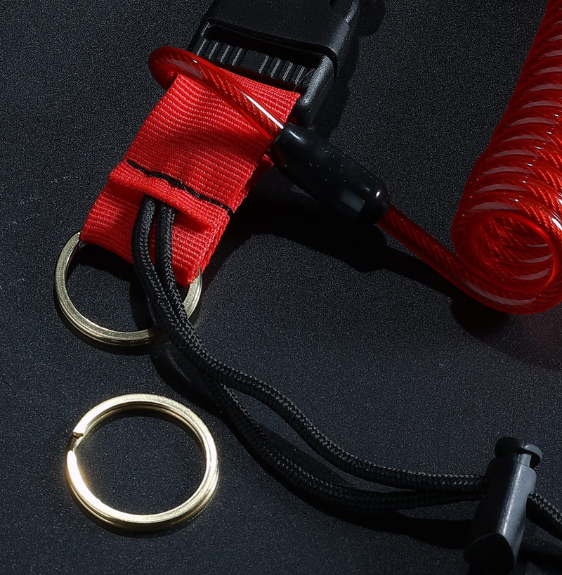 [Australia - AusPower] - Scuba Diving Lanyard,Spring Coiled Lanyard,Double End Snap Hook Clip Diving Hook with Quick Release Buckle for Cameras and Dive Lights Set of 1 