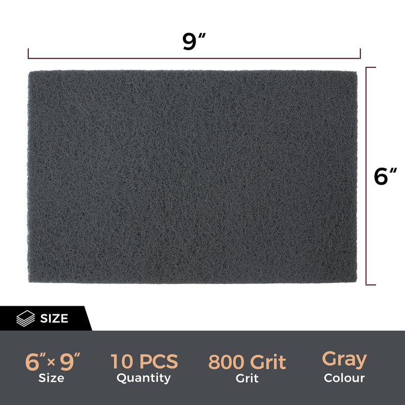 [Australia - AusPower] - S SATC 6" x 9" Gray General Purpose Scuff Pads,10 Pack Automotive Scotch Brite Pads for Scuffing,Scouring,Sanding,Paint Primer Prep Adhesion Scratch Scuff Pads for Woodworking,Automotive Restoration 