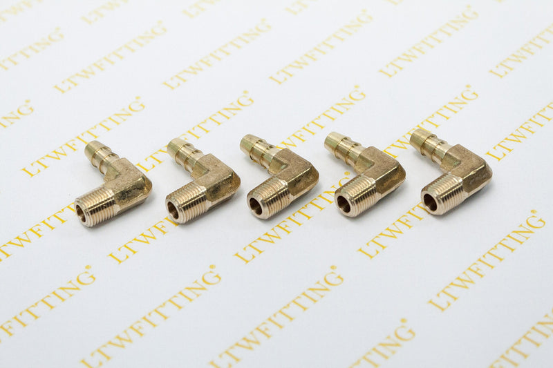 [Australia - AusPower] - Generic 90 Degree Elbow Brass Barb Fitting 1/4 ID Hose x 1/8-Inch Male NPT Air( Pack of 5 ) 