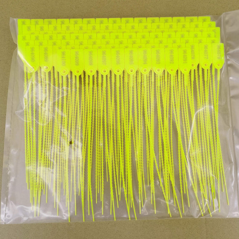 [Australia - AusPower] - 250mm Pull-Tite Plastic Security Seals Shipping Tags Disposable Signage Numbered(Package of 100) (Yellow) 100pcs Yellow 