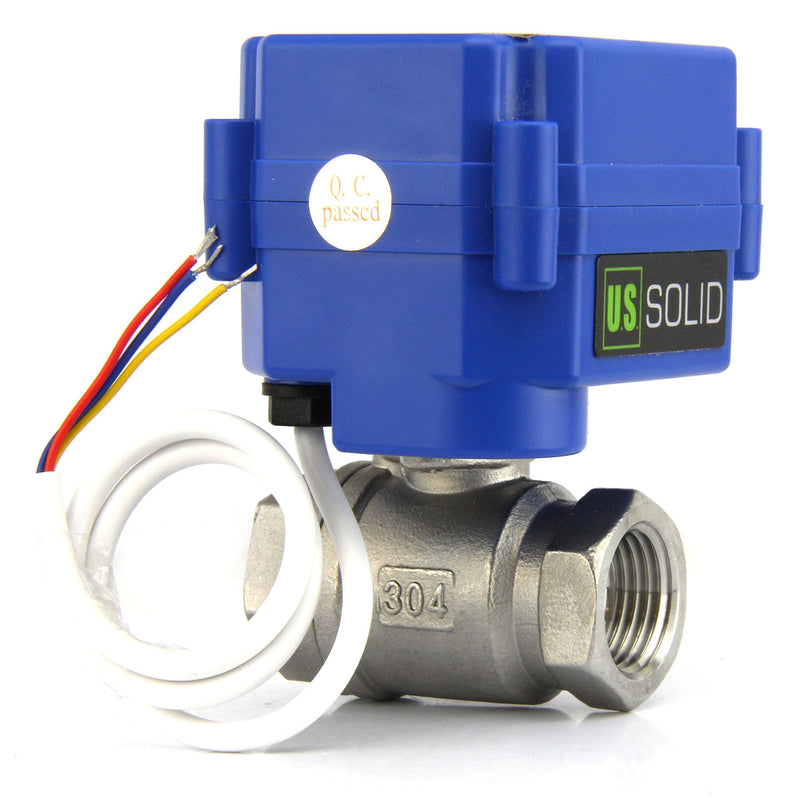[Australia - AusPower] - Motorized Ball Valve- 1/2" Stainless Steel Electrical Ball Valve with Full Port, 9-24V AC/DC and 3 Wire Setup by U.S. Solid 0.5 Inch 