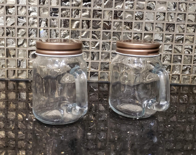 [Australia - AusPower] - Salt and Pepper Shaker Set Mason Jar (Clear Glass) Vintage Inspired Design 