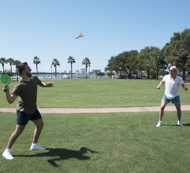 [Australia - AusPower] - Jazzminton Lite – Indoor & Outdoor Game for Family and Friends – 2 Paddles, 2 Birdies, 1 Ball - All Season Paddle Game for Kids and Adults – Take Your Kids Outside for Some Active Fun 
