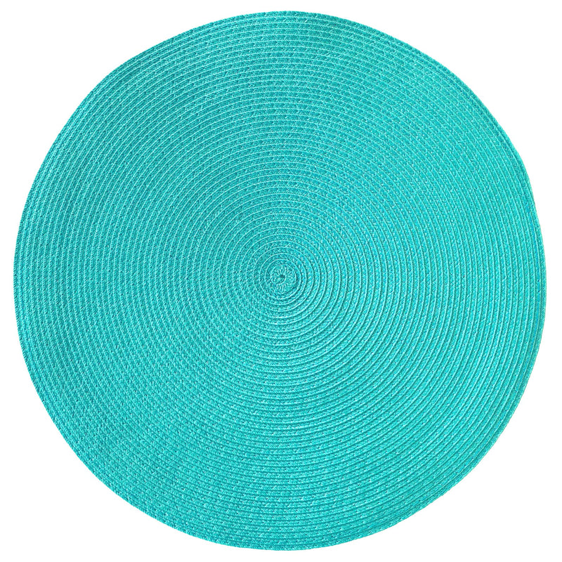 [Australia - AusPower] - CAIT CHAPMAN HOME COLLECTION Round Braided Woven Polypropylene Plastic Placemats (Blue), Set of 4 Teal 