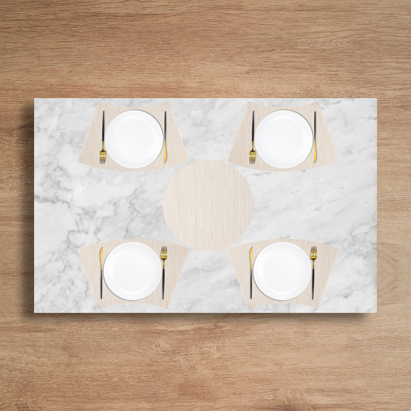 [Australia - AusPower] - SnowKingdom Round Table Placemats Set of 5 Heat Resistant Decorative Placemats Wedge Placemats for Restaurant Hotel Party Beige 