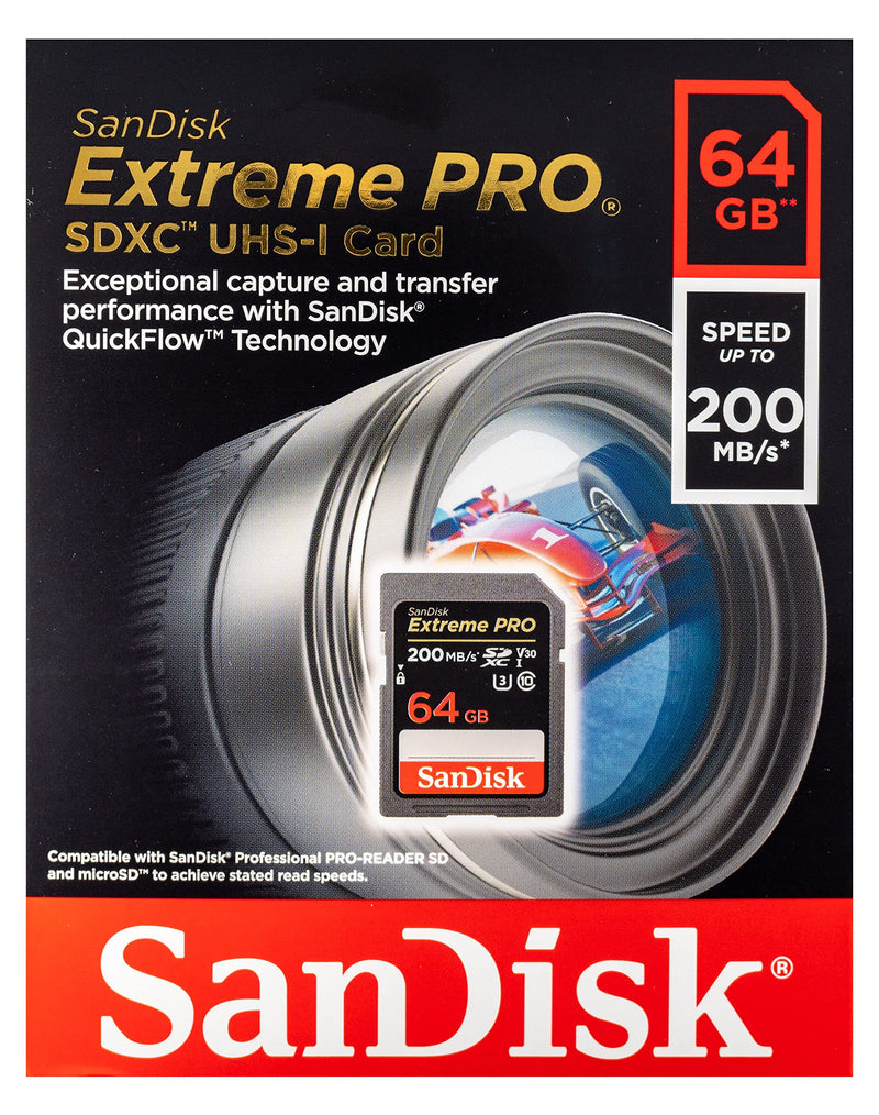 [Australia - AusPower] - SanDisk Extreme Pro 64GB SD Card for Nikon Camera Works with Nikon Z50, Z5 Mirroless, D780 Digital DSLR (SDSDXXU-064G-GN4IN) Bundle with (1) Everything But Stromboli Micro & SDXC Memory Card Reader 