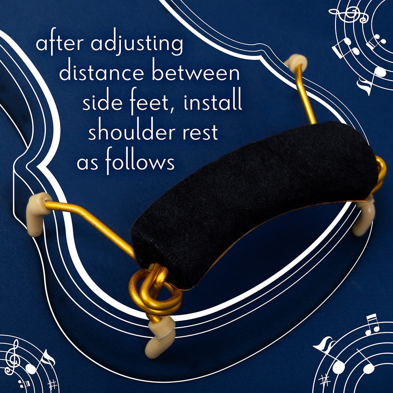 [Australia - AusPower] - Violin Shoulder Rest - Comfortable Thick Foam Chick Pad Silicone Feet Grips Easy to Use – Gift for Musicians Essential Element Viola Accessory Velvet Black 