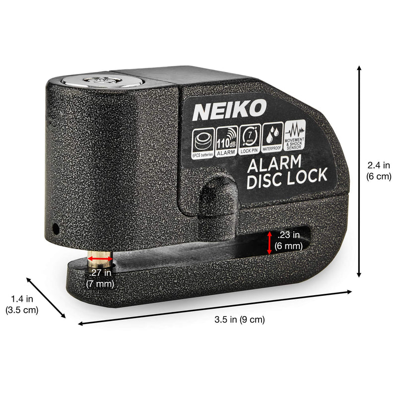 [Australia - AusPower] - NEIKO 52908A Motorcycle Wheel Disc Brake Lock with Alarm | Up to 110db Sound Alarm | Anti-Theft Motion Sensor Security | Universal Brake Rotors Padlock for Motorcycles, Bicycles, Scooters, and More 