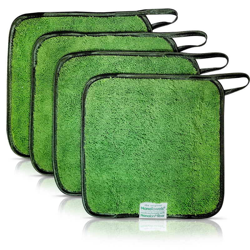 [Australia - AusPower] - Nano Towels - Amazing Eco Fabric That Cleans Virtually Any Surface With Only Water. No More Paper Towels Or Toxic Chemicals. 4-Pack (8x8", Green) 