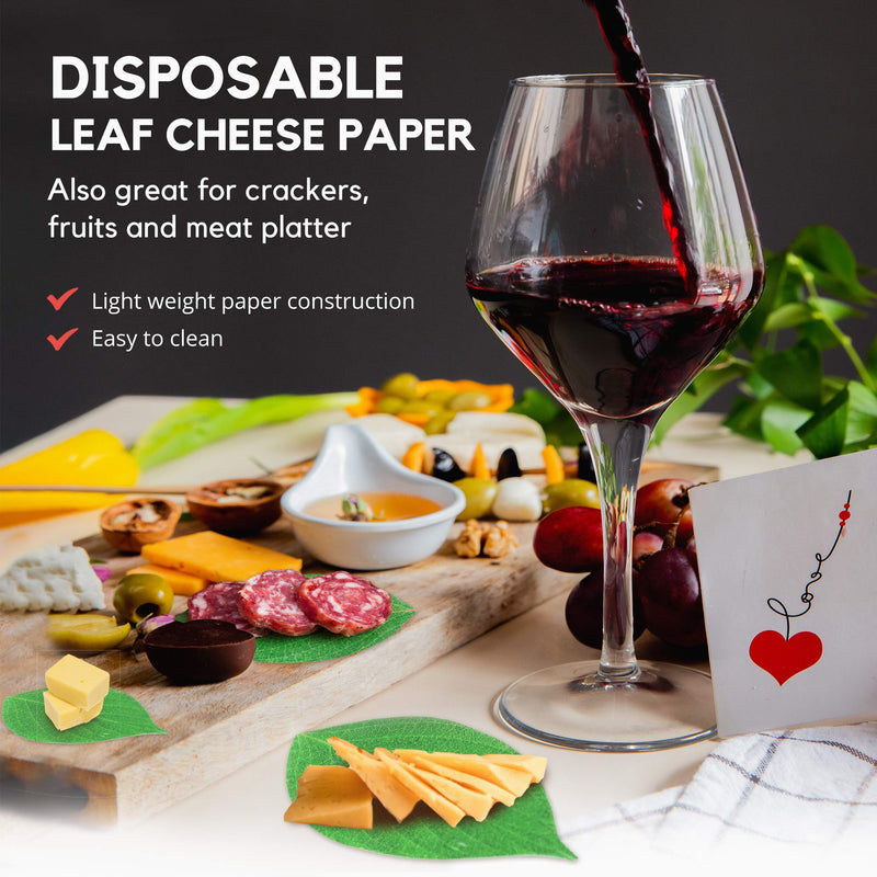 [Australia - AusPower] - [25 Pack] Leaf Cheese Paper for Charcuterie Boards - 7 x 4” - Cheeseboard Accessories, Disposable Grease Resistant Decorative Parchment Sheets in Serving Tray, Crackers, Fruits, Sushi Meat Platter 25 7 x 4" 