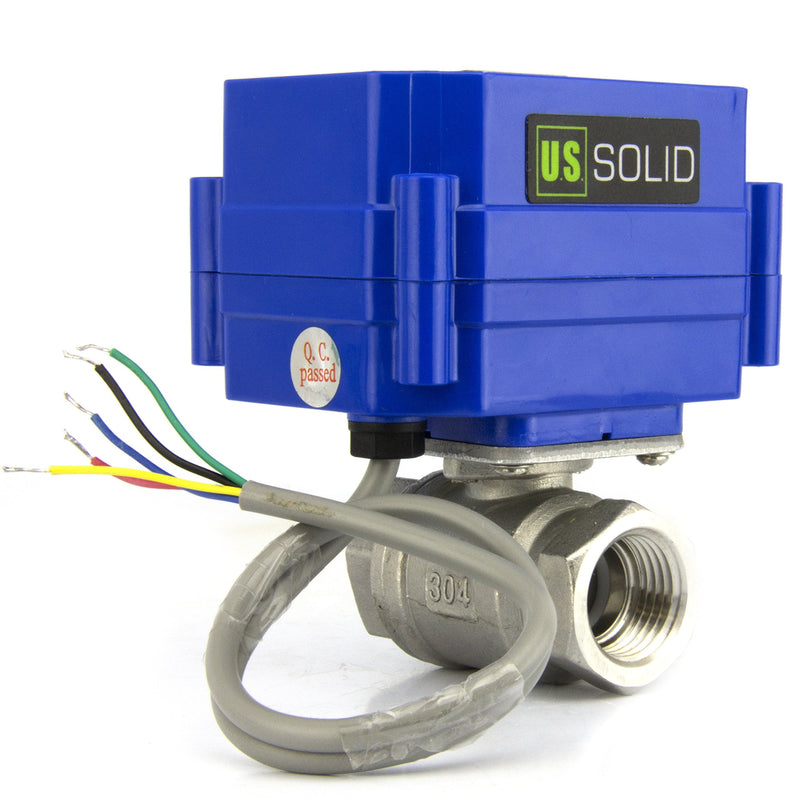 [Australia - AusPower] - Motorized Ball Valve- 1/2" Stainless Steel Electrical Ball Valve with Full Port, 9-24V DC and 5 Wire Setup, can be used with Indicator Lights, [Indicate Open or Closed Position] by U.S. Solid 1/2 Inch 