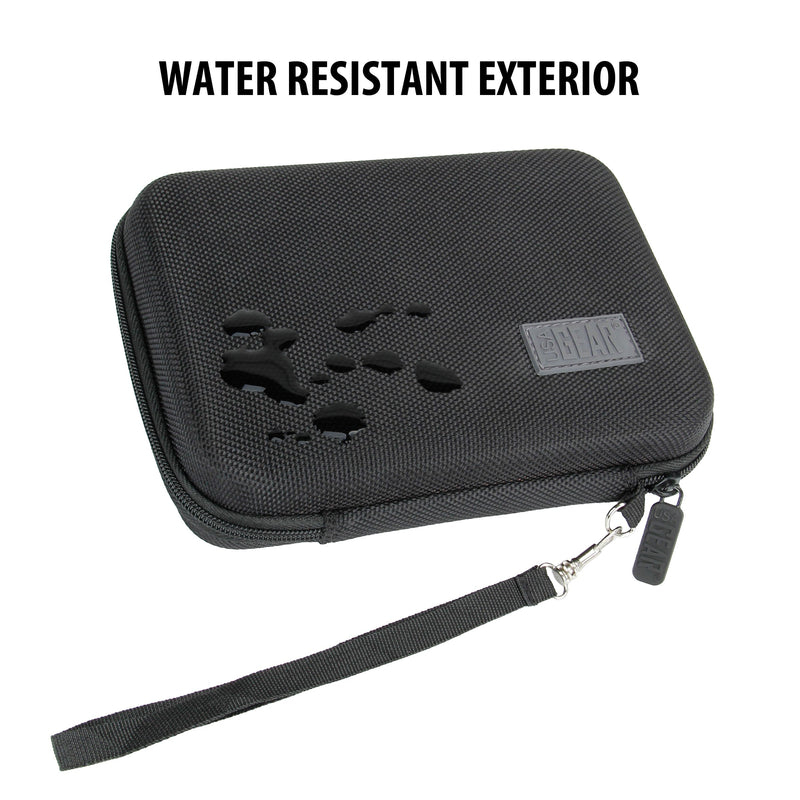 [Australia - AusPower] - USA GEAR Travel Electronics Organizer - 6.5 Inch Zipper Case with Hard Shell Case Exterior and Accessory Pocket - Charger Organizer, Accessory Organizer, Cable Travel Organizer, and More - Black 