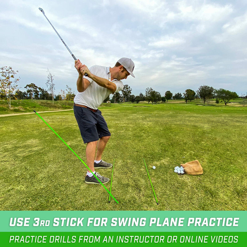 [Australia - AusPower] - GoSports Golf Alignment Training Sticks 3 Pack - Golf Alignment Aid Practice Rods, Green 