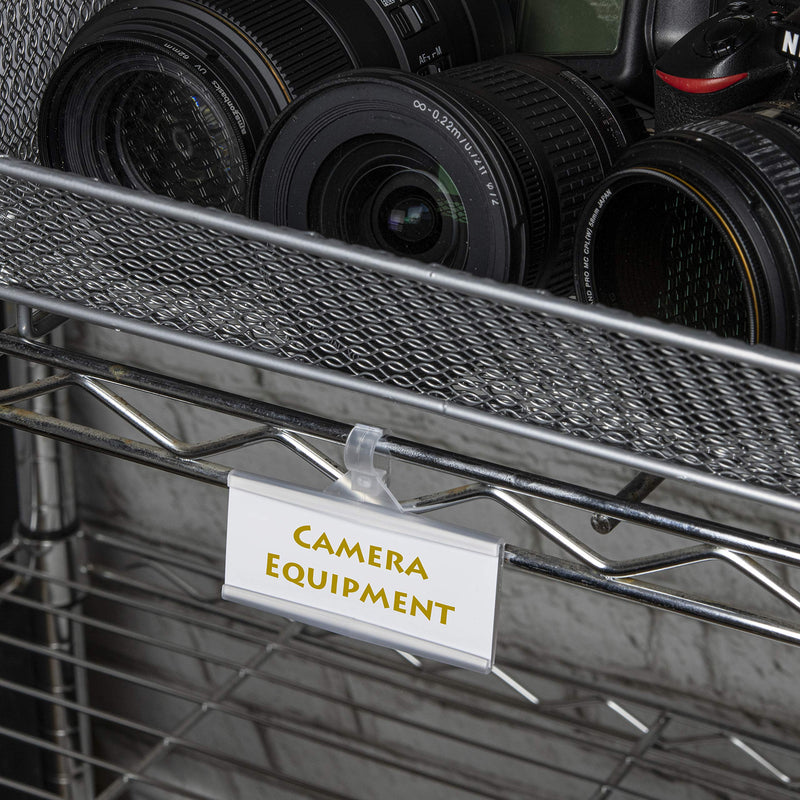 [Australia - AusPower] - Pack of 100 – Plastic Wire Shelf Label Holder, Sign and Ticket Holder, Easy Clip Design with Tight Snap Lock Closure. Height, 1-1/4" X Width, 3" | 100 Label Inserts Included 