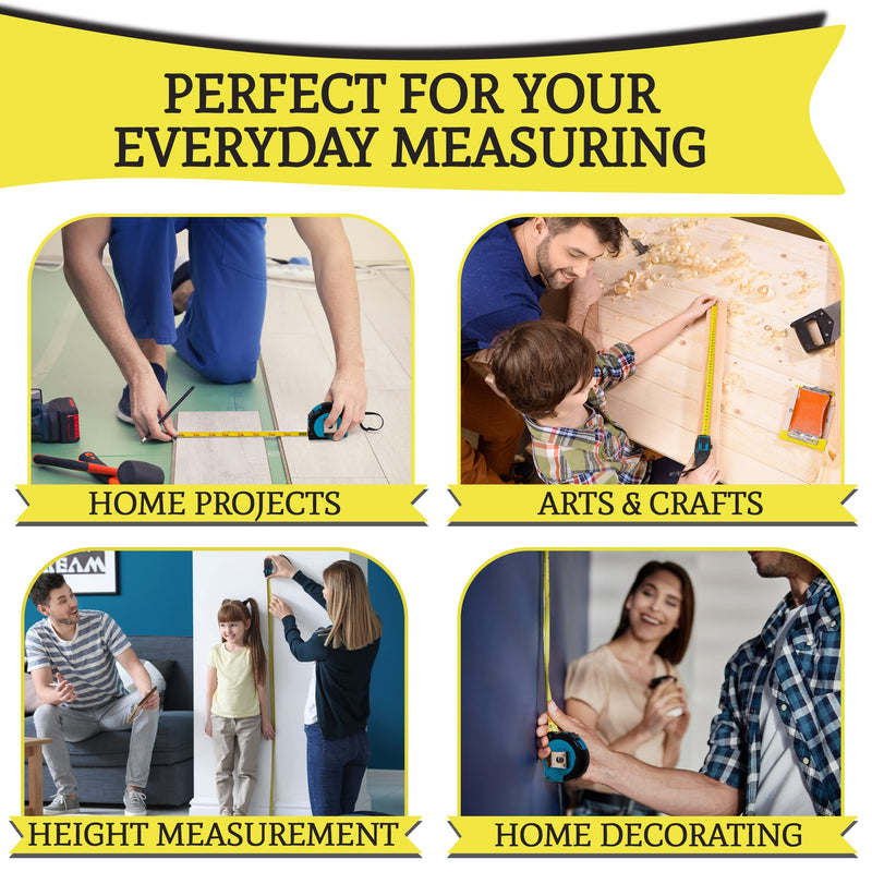 [Australia - AusPower] - Home Planet Gear - 10ft Tape Measure with Fractions - Measurement Tape 3 Pack of Small Measuring Tape Retractable - Mini Measuring Tape Small Tape Measure - Where's My Tape Measure? Blue 