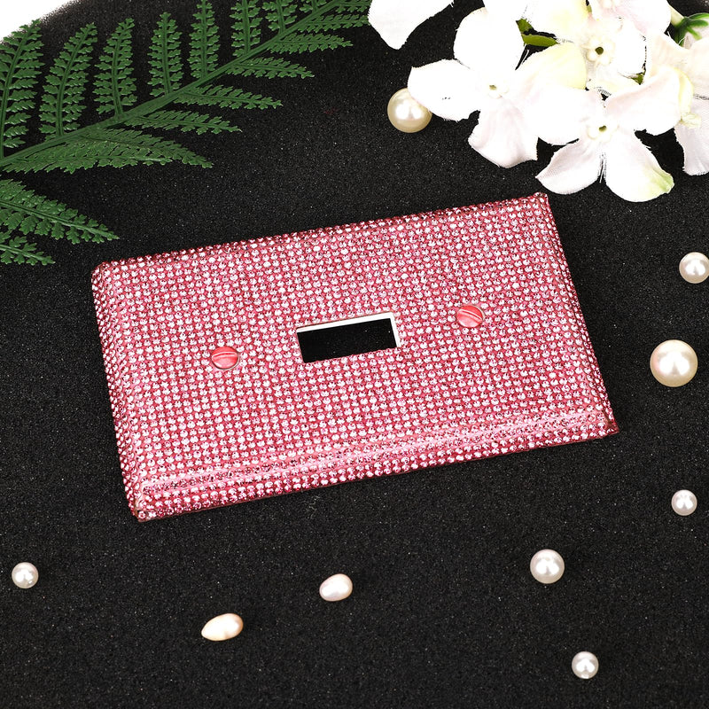 [Australia - AusPower] - Pink Light Switch Cover Pink Shiny Wall Plate Cover Rhinestones Outlet Covers Decorative Bling Switch Cover Rhinestone Light Switch Cover Shiny Single Light Switch Decorative Cover 