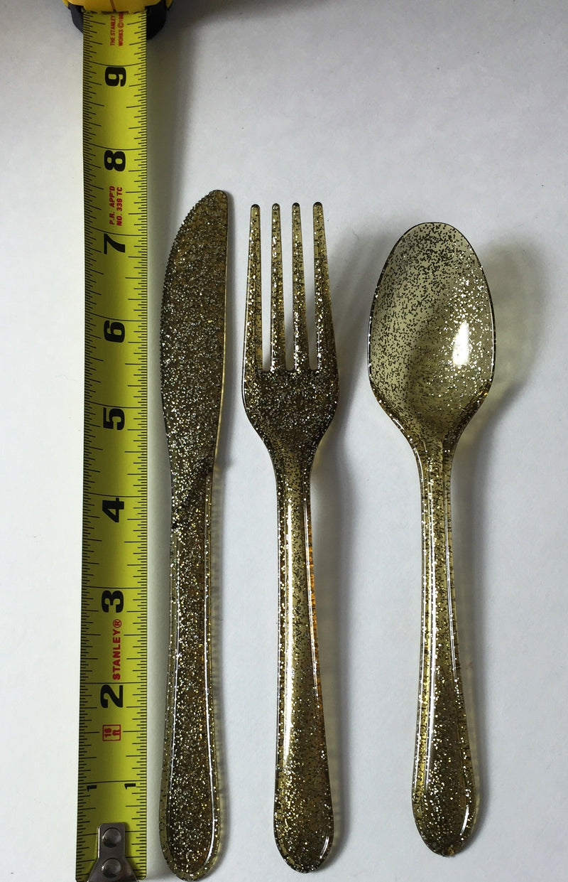 [Australia - AusPower] - Creative Converting 24-Piece Premium Plastic Assorted Cutlery, Glitz Gold Glitter - 019805 1 