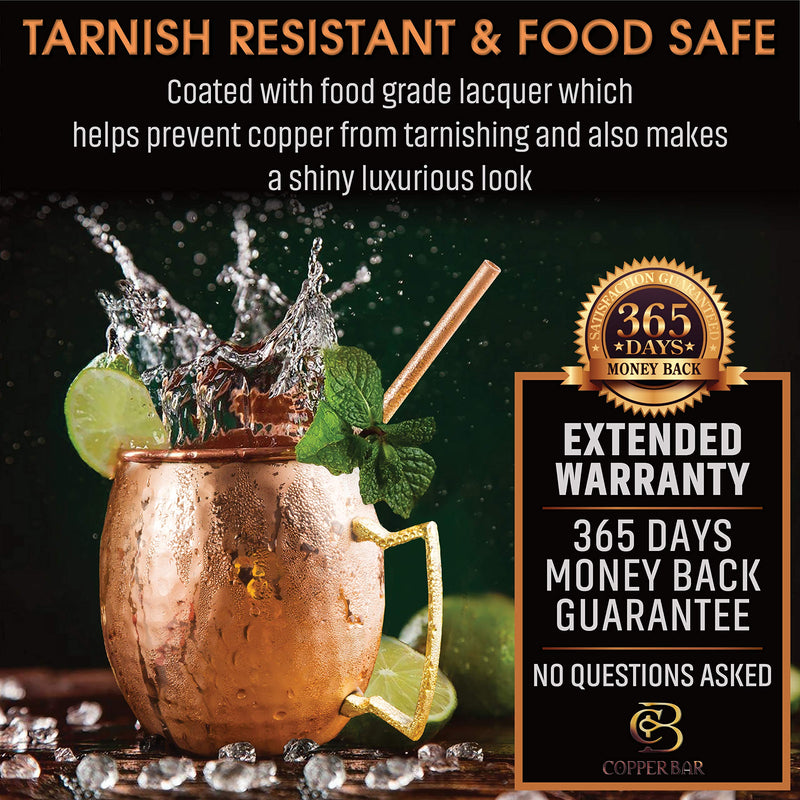 [Australia - AusPower] - Moscow Mule Copper Mugs - Set of 2 - 100% HANDCRAFTED Pure Solid Copper Mugs - 16 Oz, Gift Set With Cocktail Copper Straws, Copper Shot Glass & Copper Stirrer by Copper-Bar 