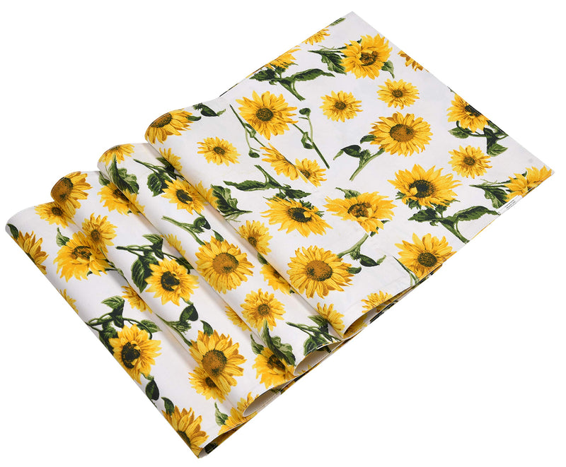 [Australia - AusPower] - Urban Villa, Sunflower Print,100% Cotton Fused Place Mats,14''x 20'' Over Sized,Set of 6 Every Day Use,Heavier Quality Set of 6 