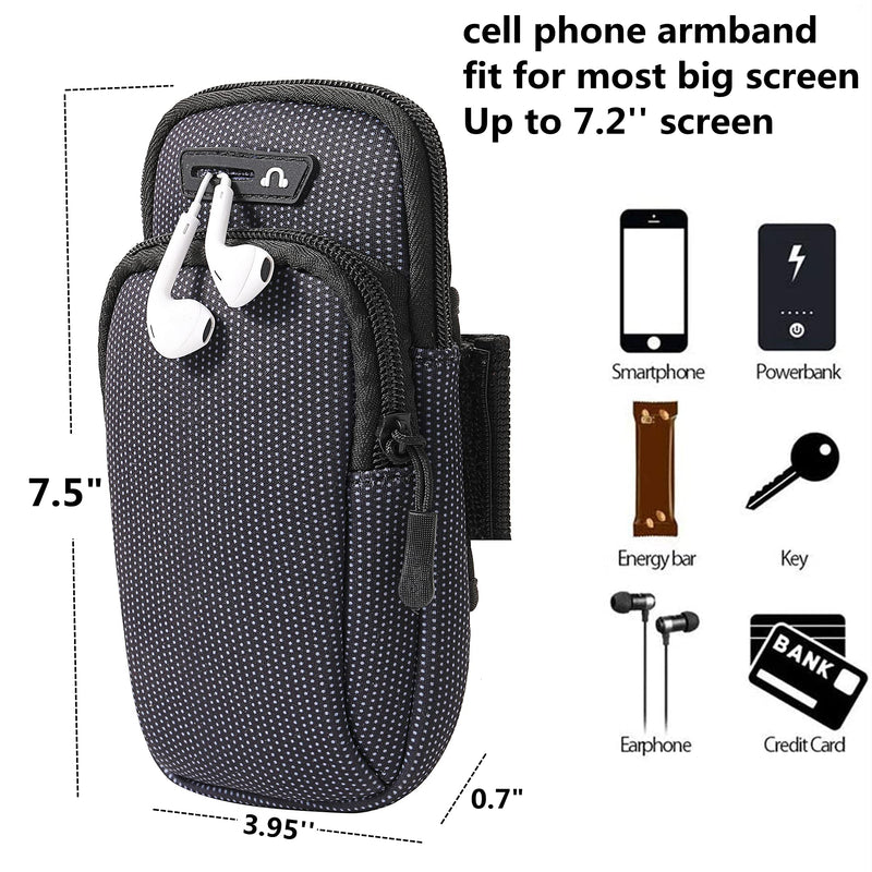 [Australia - AusPower] - WAMEDA Armband Phone Bag Running Wrist Bag Protective Cover Retractable Belt Sports Armband for iPhone 12 12 Pro Max Samsung Galaxy (Polka Dots (Black)) Polka Dots (Black) 