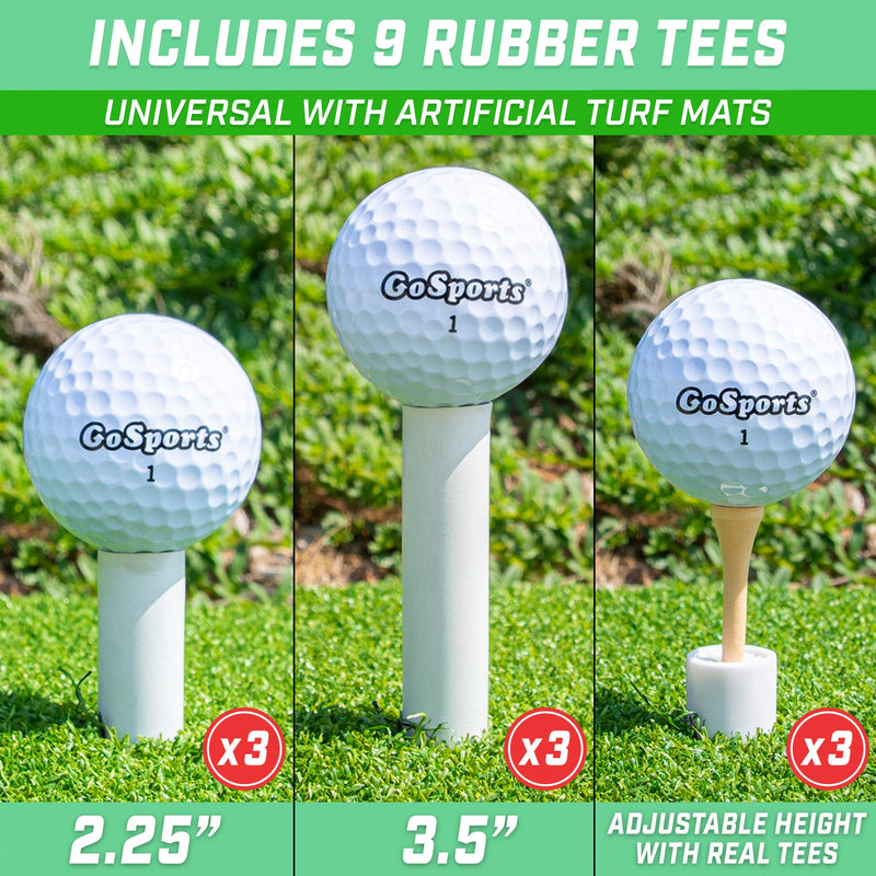 [Australia - AusPower] - GoSports Rubber Golf Tees 9 Pack - 3X of 1.5”, 2.25” and 3.5” Tees - Universal with Artificial Turf Golf Mats, Multi 