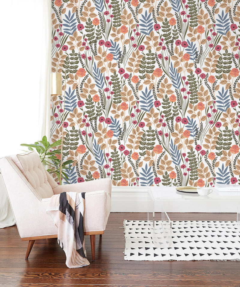 [Australia - AusPower] - HAOKHOME 93385-3 Peel and Stick Wallpaper Floral Removable Stick on Contact Paper for Bathroom Decor White/Pink/Brown 17.7in x 9.8ft 