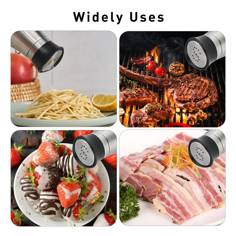 [Australia - AusPower] - Salt and Pepper Shakers Set, Stainless Steel with Glass Bottle for Table, RV, Camp, BBQ, Set of 2 Black 