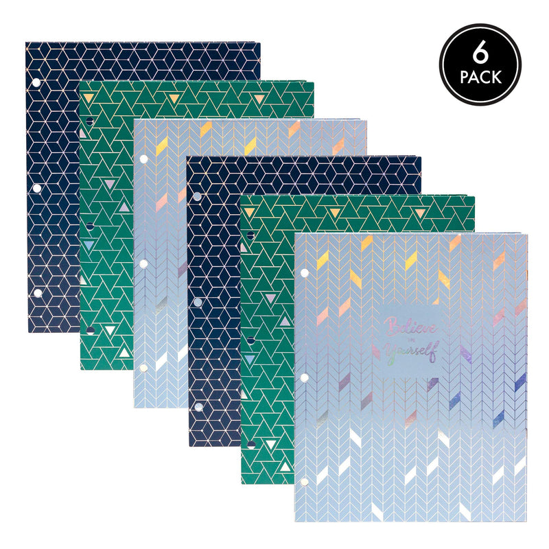 [Australia - AusPower] - Pukka Pad, 2 Pocket Folder, Portfolio Organizer, Fits 3-Ring Binder, Office, School, 9.5 x 11.75 in, 3 Designs, 6 Pack Glee 