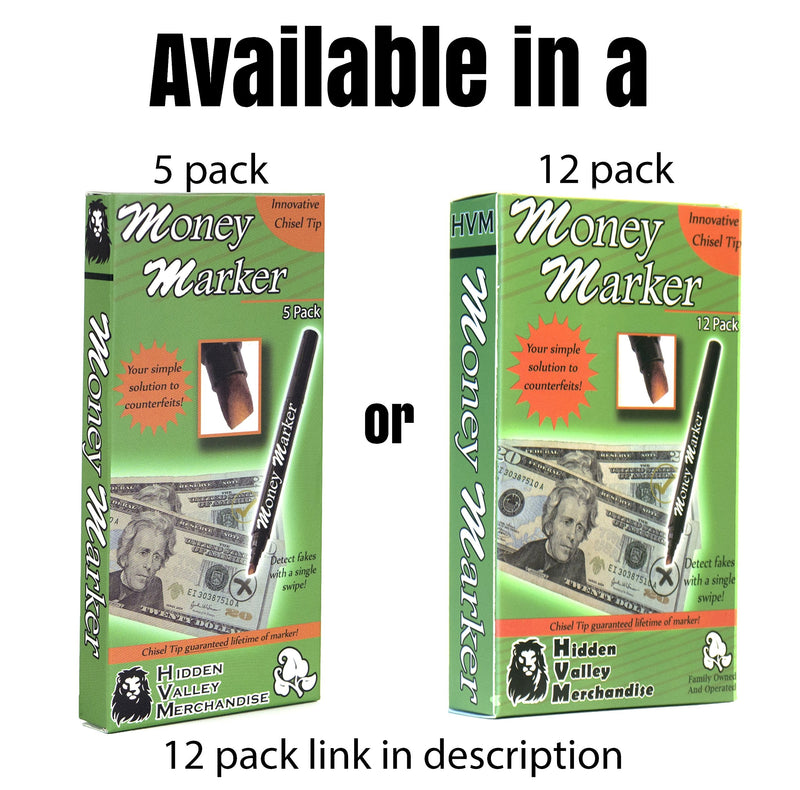 [Australia - AusPower] - Money Marker (5 Counterfeit Pens) - Counterfeit Bill Detector Pen with Upgraded Chisel Tip - Detect Fake Counterfit Bills, Universal False Currency Pen Detector Pack 1 