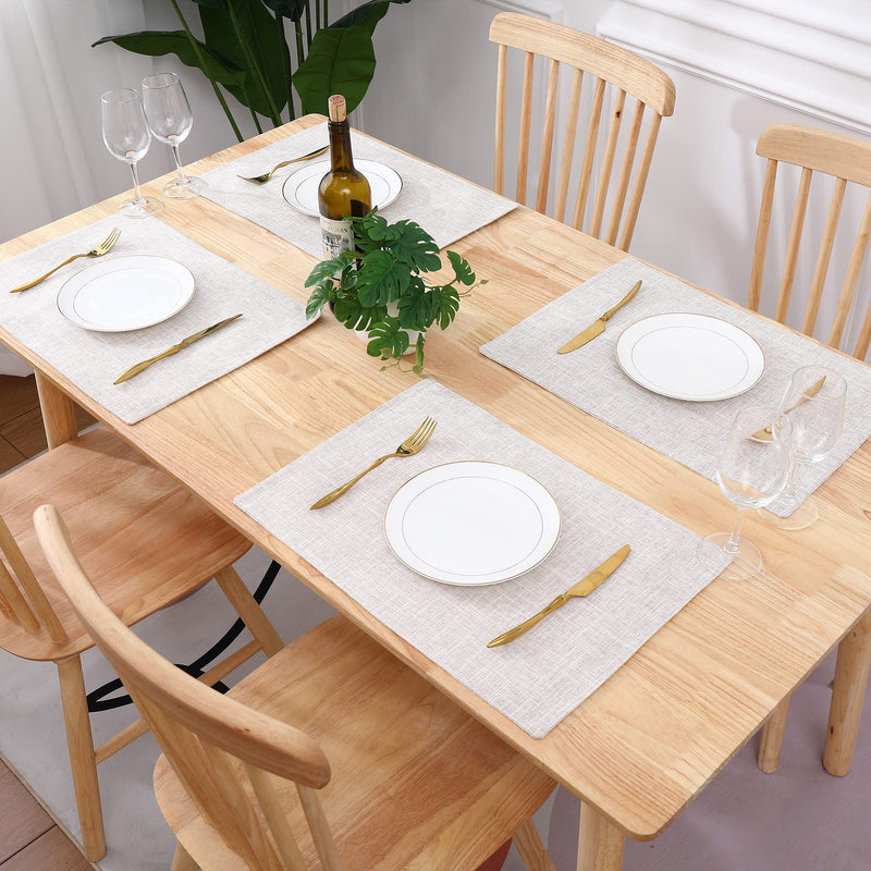 [Australia - AusPower] - homing Neutral Beige Cloth Placemats Set of 6 – Cotton Linen Blend Washable Farmhouse Dining Table Mats for Indoors & Outdoors, Easy to Clean, 14 x 19 Inch 