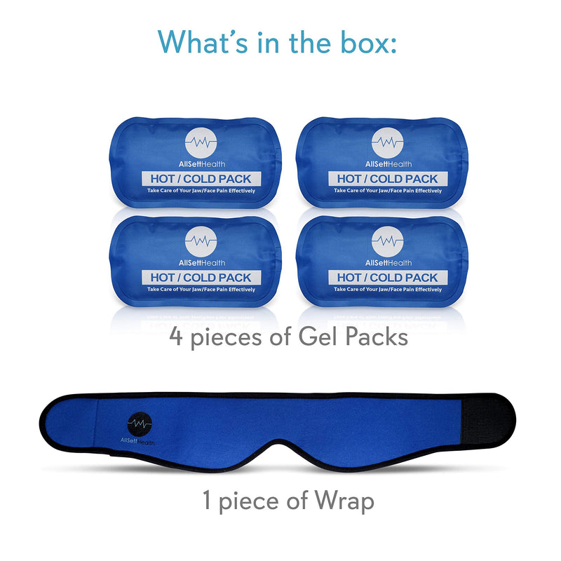 [Australia - AusPower] - Face Ice Pack for Wisdom Teeth, Jaw, Head and Chin, 4 Reusable Hot or Cold Gel Packs, Relief for Mouth, or Oral Pain, Facial Surgery, TMJ Pain Relief 