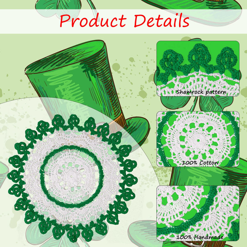 [Australia - AusPower] - Qxzvzem One Piece 12 Inch St. Patrick’s Day Irish Blessings Lucky Green Shamrock Doily Crochet for Dressers and End Tables Crafts Medium Doilies Cloth Lace Placemats Coasters Cotton Round Tablecloth 1 