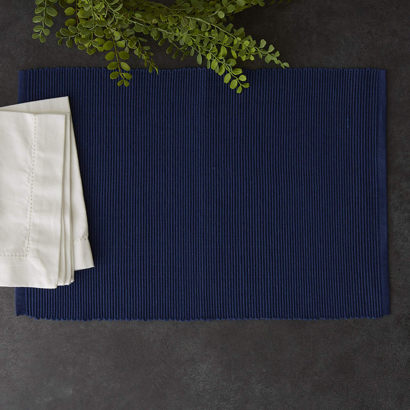 [Australia - AusPower] - DII 100% Cotton Basic Ribbed Placemat Set, Nautical Blue, 13x19, 6 Piece 13x19" 