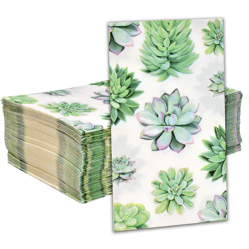 [Australia - AusPower] - 100 Cactus Guest Napkins 3 Ply Disposable Paper Succulent Flower Dinner Hand Napkin for Bathroom Powder Room Wedding Anniversary Holiday Birthday Spring Tea Party Bridal Baby Shower Decorative Towels 