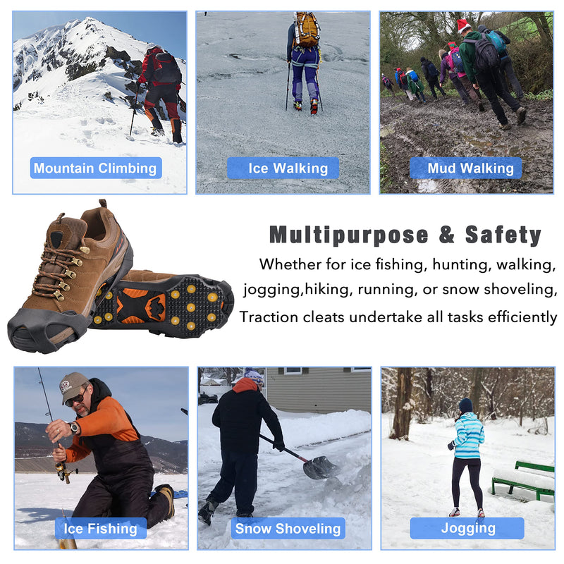 [Australia - AusPower] - Ice Snow Cleats for Shoes and Boots,Walk Traction Cleats Crampons Anti Slip 11 Studs Ice Snow Grippers Over Shoe for Men Women Walking on Snow Ice Medium(5.5-8.5 men/7-10 women) 