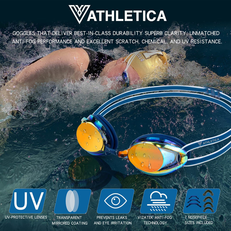 [Australia - AusPower] - V ATHLETICA Unisex Adult and Youth Swim Goggles and Case Black 