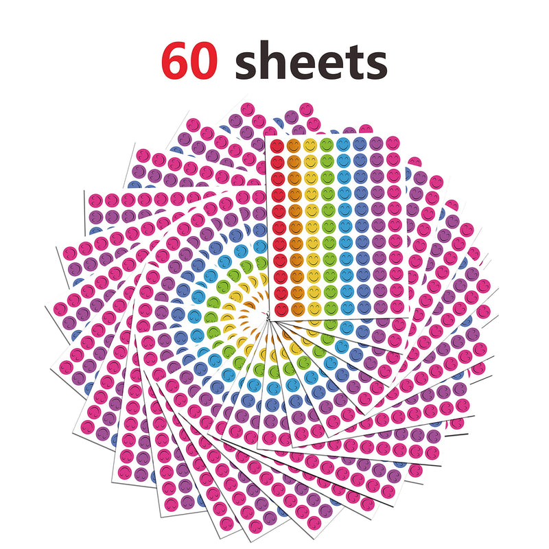 [Australia - AusPower] - Happy Smile Face Stickers Mega Bundle 5280 PCS in 8 Colors for Reward Behavior Chart 3/8 inch Happy Smile Face 