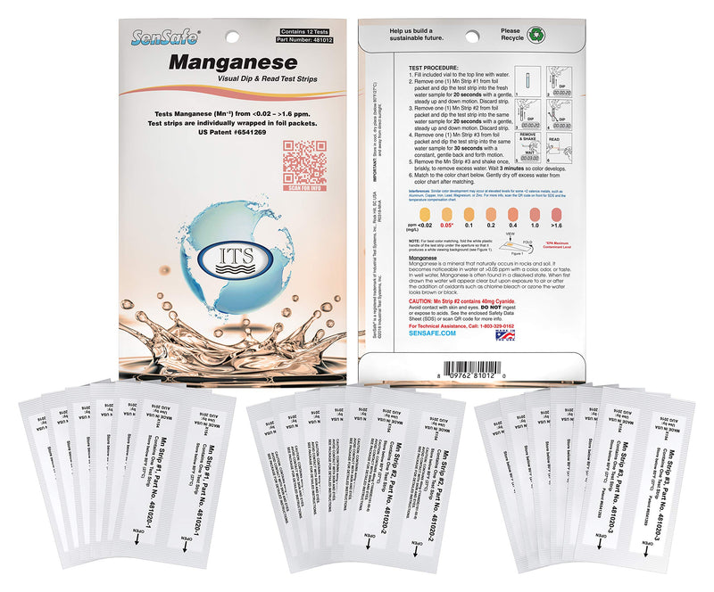 [Australia - AusPower] - Industrial Test Systems 481012 Sensafe Manganese Water Test Strip Kit 12 Tests 1 