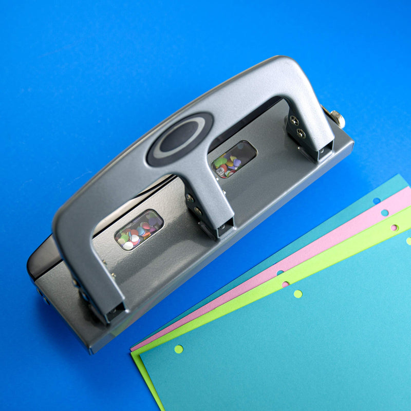 [Australia - AusPower] - Officemate Deluxe Medium Duty 3-Hole Punch with Chip Drawer, Silver and Navy, 20-Sheet Capacity (90102) 