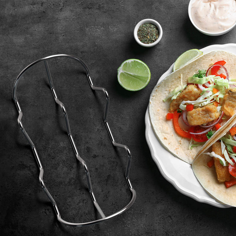 [Australia - AusPower] - Premium Taco Holders - 4 Pack Stainless Steel Taco Stands - Holds 12 Tacos - Fits Most Plates - Dishwasher & Oven Safe - Stackable Trays - Racks Hold Soft & Hard Shell Tacos 