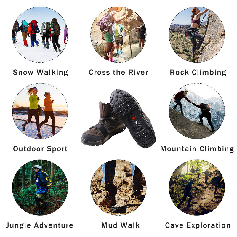 [Australia - AusPower] - Shaddock Fishing Ice Cleats for Shoes Boots, Ice Snow Traction Cleats for Walking on Ice Snow Anti Slip Crampons Walk Cleats Overshoe Stretch Footwear for Men Women Climbing Hiking 24 Steel Crampons Small(3.5-5men/5.5-7women) 