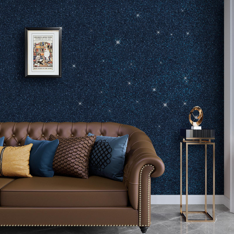 [Australia - AusPower] - VaryPaper Black Blue Glitter Wallpaper Stick and Peel 15.7''x78.7'' Decorative Glitter Contact Paper for Cabinets Removable Self Adhesive Glitter Wall Paper Sparkle Wallpaper for Bedroom Accent Walls 