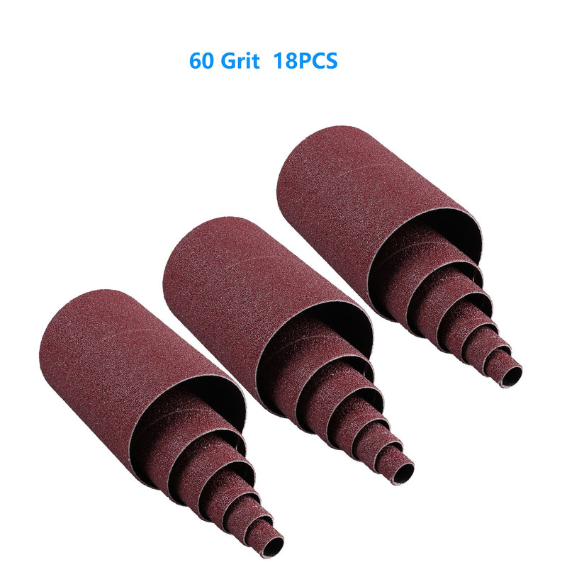[Australia - AusPower] - Spindle Sander Sleeves, 18PCS 60 Grit Sanding Sleeves by LotFancy, Aluminum Oxide Abrasive, 4-1/2” Length, 3 Each of 1/2”,3/4”,1”,1-1/2”, 2” and 3” 