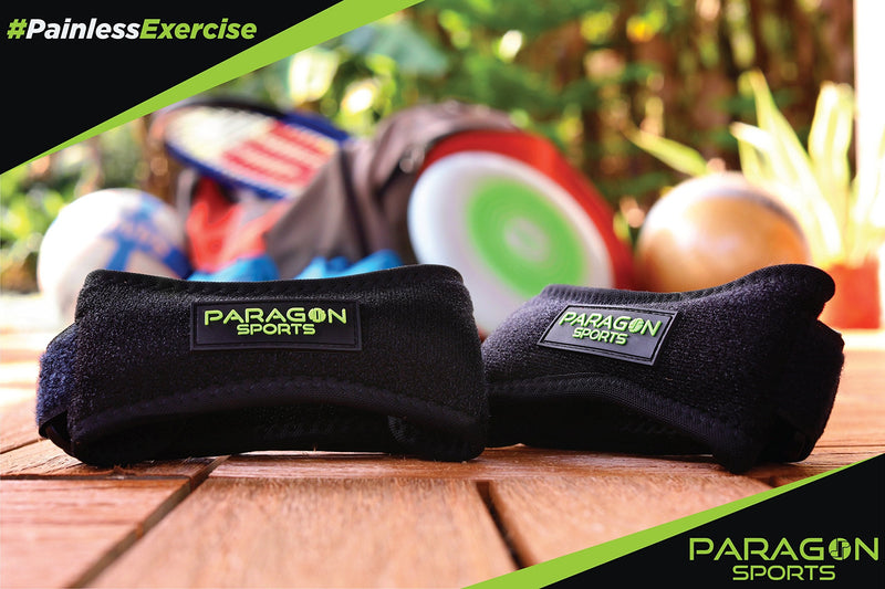 [Australia - AusPower] - Paragon Sports Patella Knee Strap for Running, Fitness, Stairs Climbing/Adjustable Patellar Tendon Support Band for Basketball, Athletics Pain Relief Brace for Jumper's Knee and Chondromalacia Black 2 pack 
