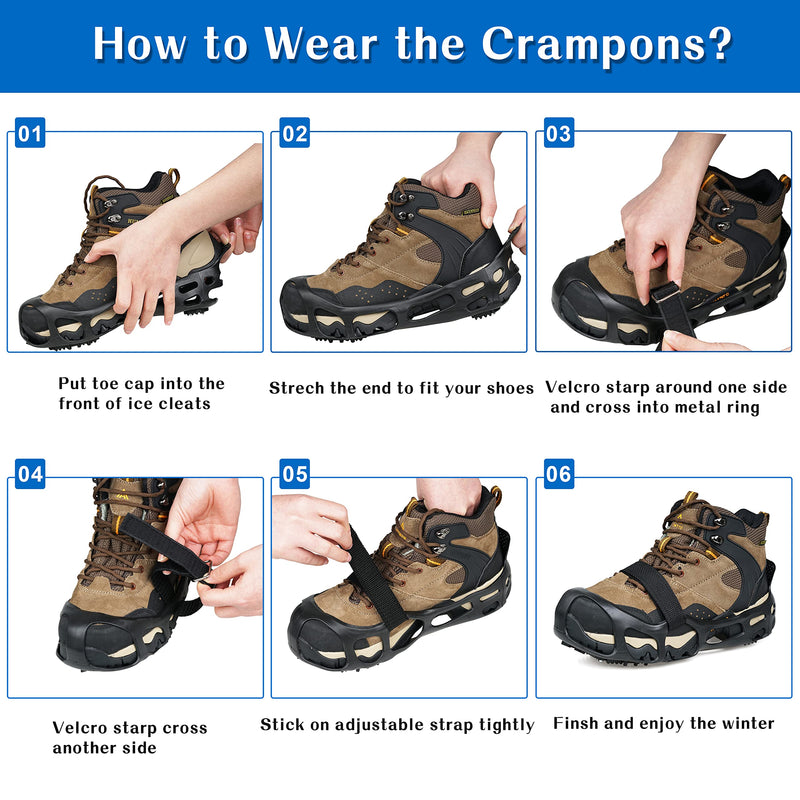 [Australia - AusPower] - Ice Cleats for Shoes and Boots,Snow Traction Cleats Crampons for Women Men Kids Anti Slip 24 Spikes Shoes Walk Traction Cleats on Snow and Ice With Adjustable Strap Small(3.5-5 men/5.5-7 women) 