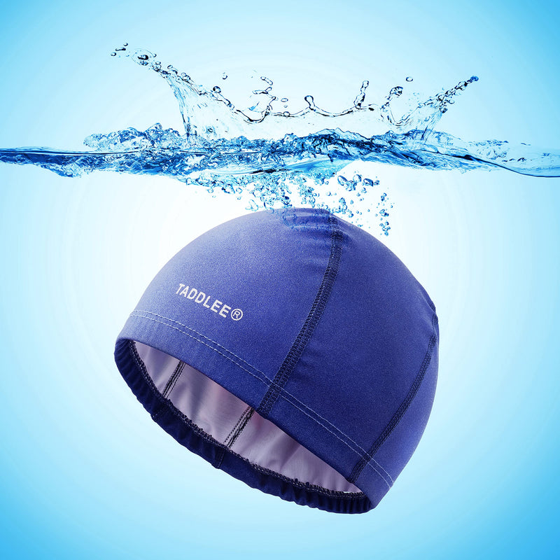 [Australia - AusPower] - Taddlee Men Swimming Cap Silicone Swimmers Caps Swim Hat PU Fabric Pool Waterproof Adult Large Size Outdoor Swim Accessories Blue 