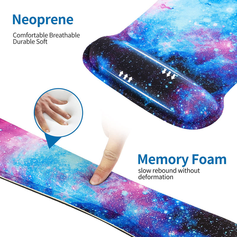 [Australia - AusPower] - RICHEN Keyboard Wrist Rest Pad and Mouse Wrist Rest Support Mouse Pad Set,Durable & Comfortable & Lightweight for Easy Typing & Pain Relief-Ergonomic Support (Galaxy) Galaxy 