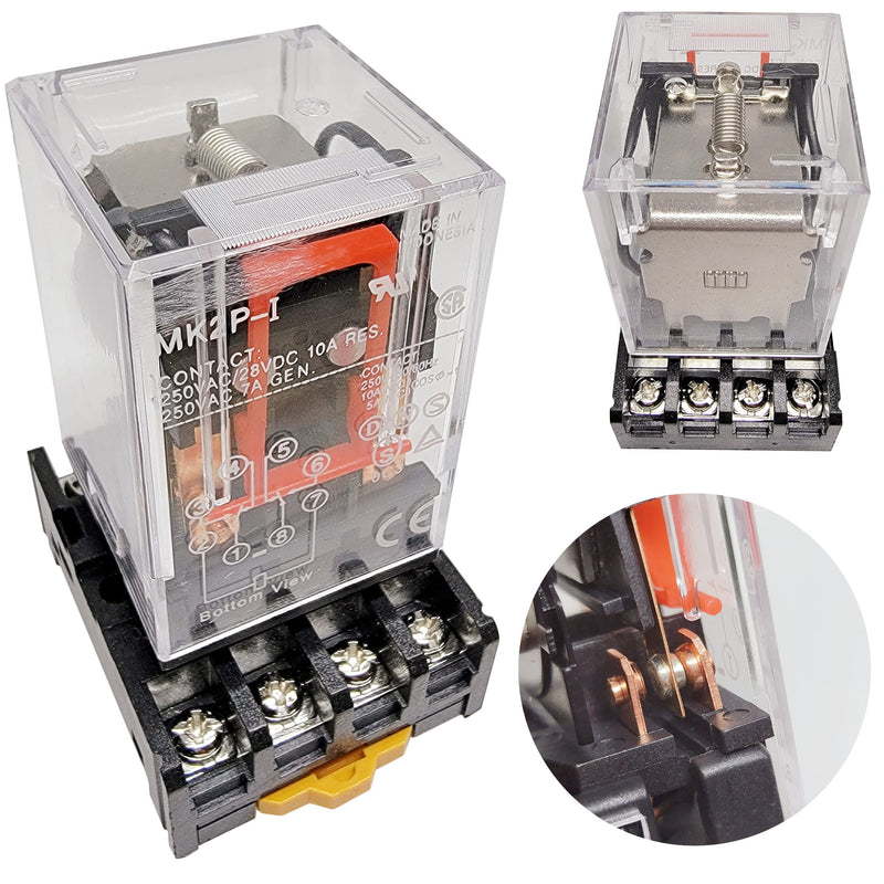 [Australia - AusPower] - MK2P-I DC 12V Coil 8 Pin 2NO 2NC DPDT Power Relay & Plug-in Terminal Socket Base DC 12V Electromagnetic Relay(Quality Warranty 1 Years) MK2P-I 